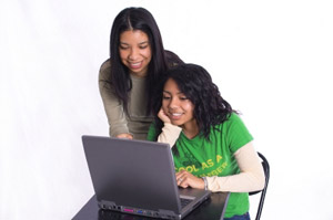 Mother helping daughter